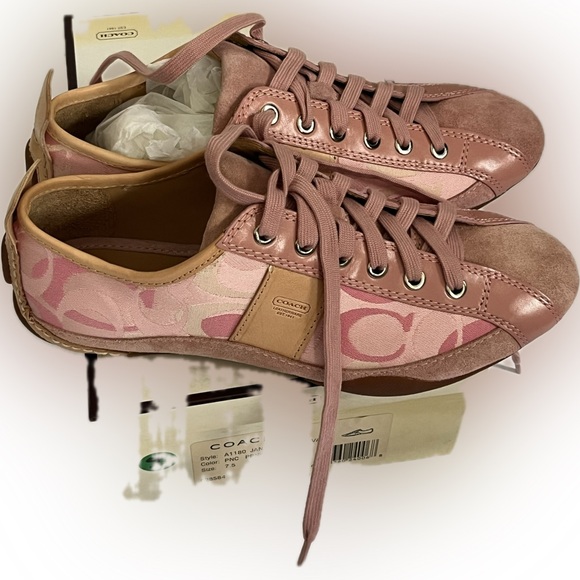 Coach Pink and Tan Janae Women's Sneakers Y2K 7.5 - Picture 2 of 6
